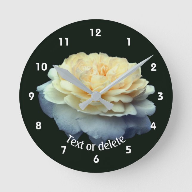 Yellow Rose Flower In Bloom Personalized Round Clock (Front)