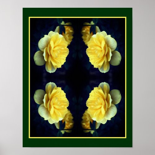 Yellow Rose Flower In Full Bloom Abstract Poster