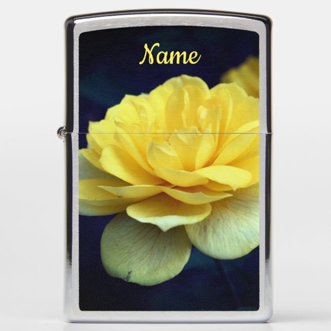Yellow Rose Flower In Full Bloom Personalized Zippo Lighter (Front)