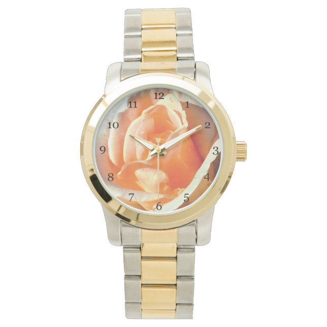 Yellow rose flower macro close up picture fashion watch (Front)
