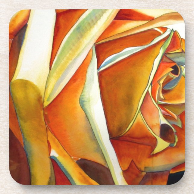 Yellow Rose flower original watercolor Art Coaster (Front)