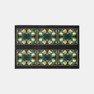Yellow Rose Flower Pair Abstract Art Pattern