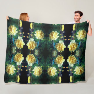 Yellow Rose Flower Pair Abstract Fleece Blanket