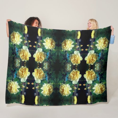 Yellow Rose Flower Pair Abstract  Fleece Blanket