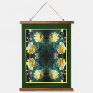 Yellow Rose Flower Pair Abstract Hanging Tapestry
