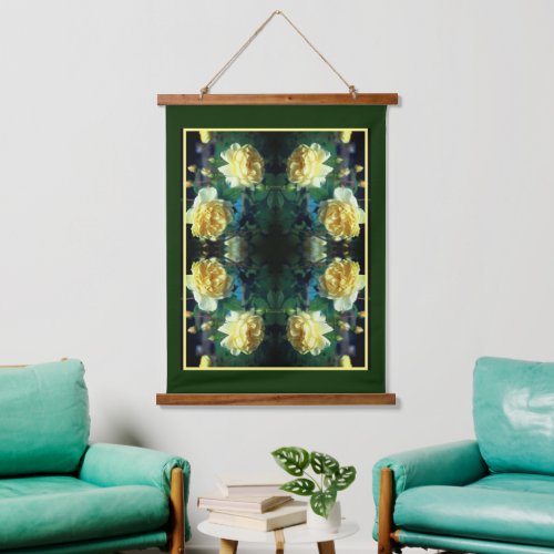 Yellow Rose Flower Pair Abstract Hanging Tapestry