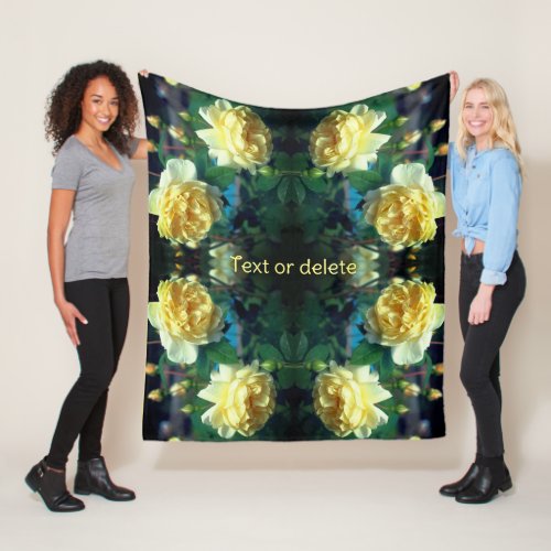 Yellow Rose Flower Pair Abstract Personalized Fleece Blanket