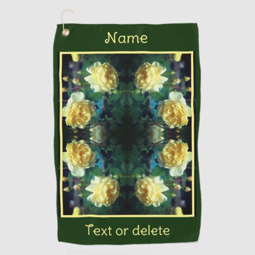 Yellow Rose Flower Pair Abstract Personalized Golf Towel