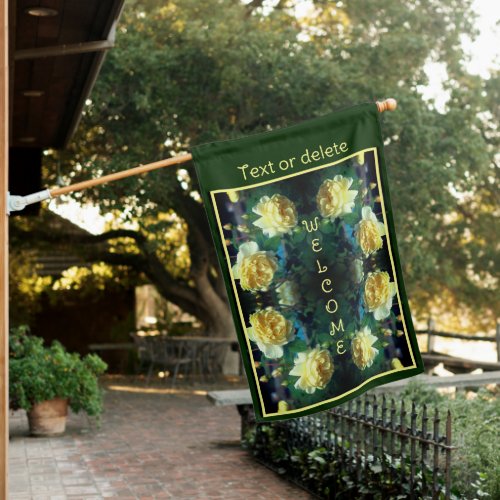 Yellow Rose Flower Pair Abstract Personalized House Flag