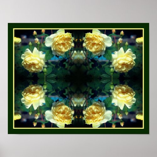 Yellow Rose Flower Pair Abstract Poster