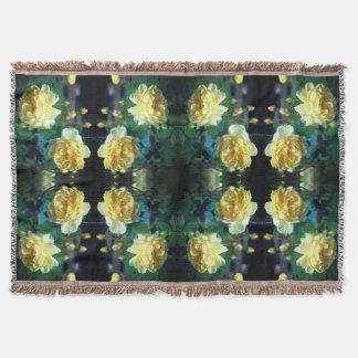 Yellow Rose Flower Pair Abstract Throw Blanket