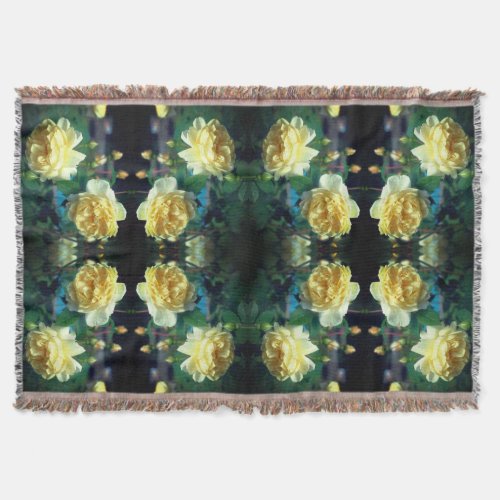 Yellow Rose Flower Pair Abstract  Throw Blanket