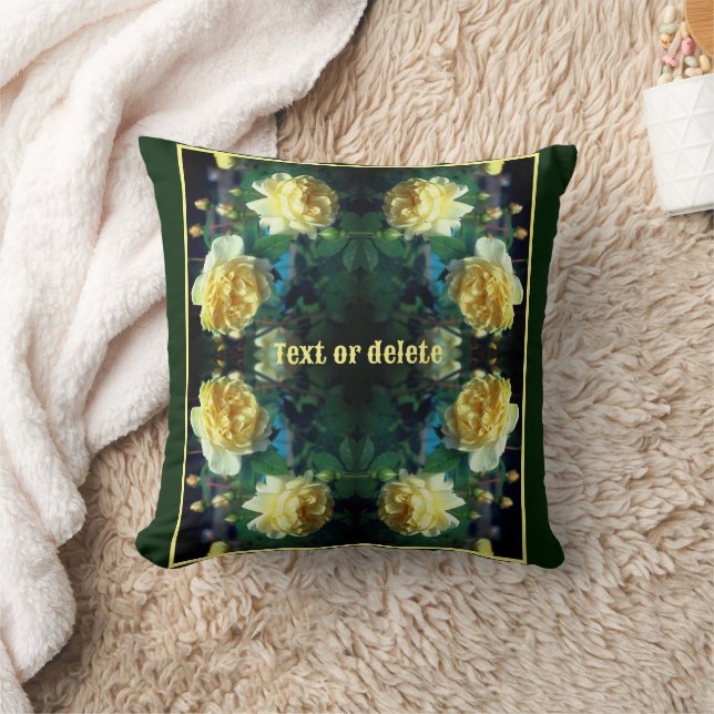 Yellow Rose Flower Pair Art Personalized Throw Pillow (Blanket)