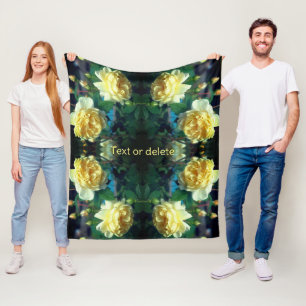 Yellow Rose Flower Pair Pattern Personalized Fleece Blanket