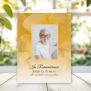 Yellow Rose Flower Petals Funeral Sympathy Letterpress Thank You Card