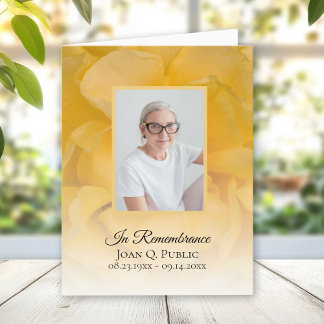 Yellow Rose Flower Petals Funeral Sympathy Thank You Card