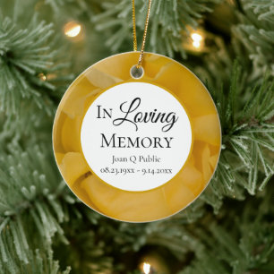 Yellow Rose Flower Petals Memorial Keepsake Ceramic Ornament