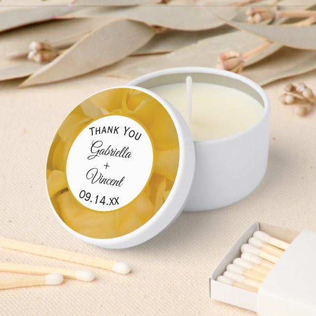 Yellow Rose Flower Petals Wedding Mini Candle Favors (Insitu)