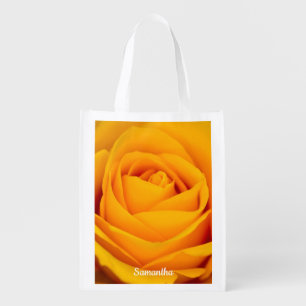 Yellow Rose flower Reusable shopping bag