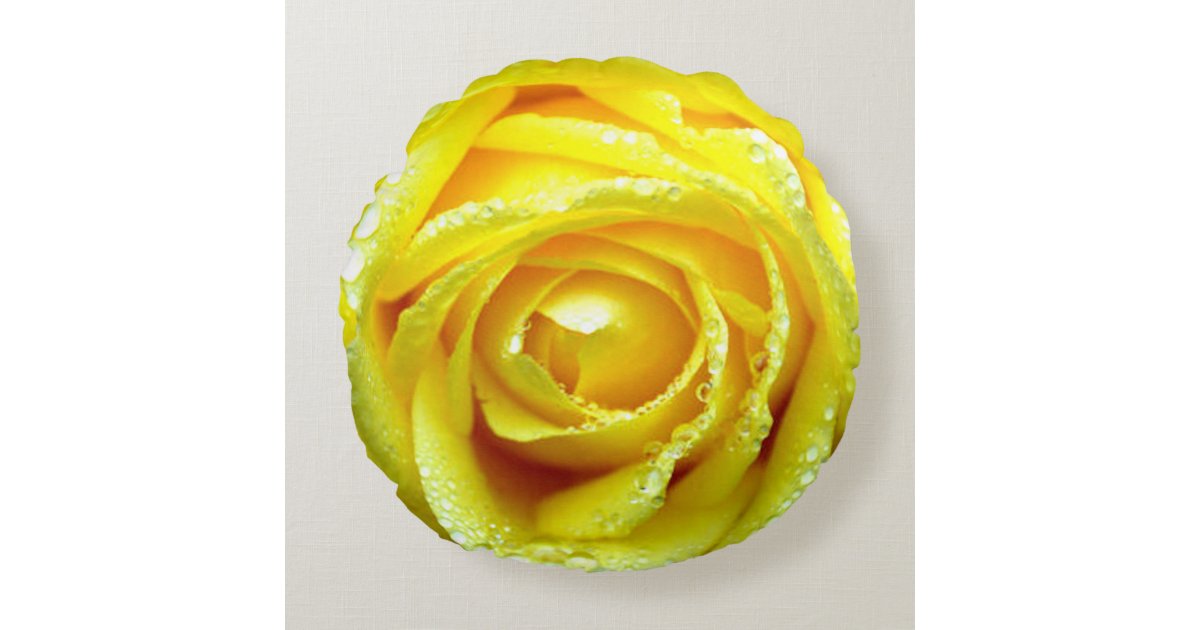 Yellow Rose Flower Round Pillow Zazzle
