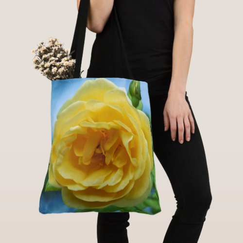 Yellow rose flower tote bag