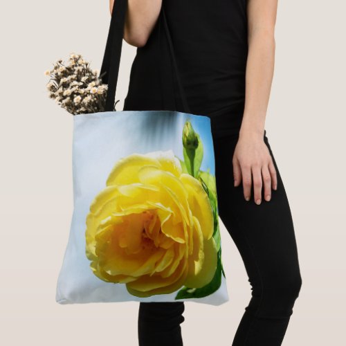 Yellow rose flower tote bag