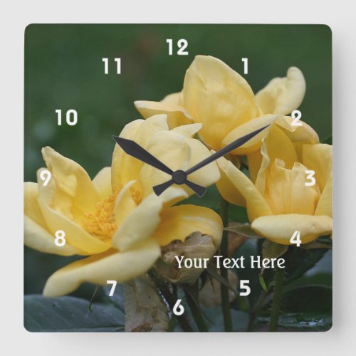 Yellow Rose Flower Trio Square Wall Clock