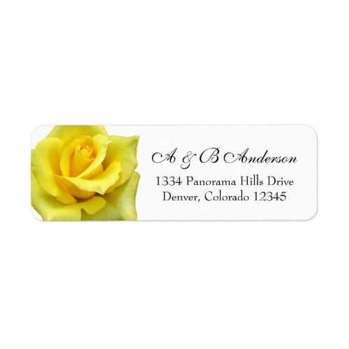 Yellow Rose Flower Wedding Return Address Label