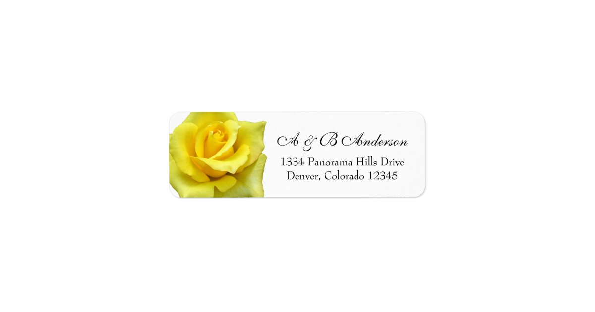 Yellow Rose Flower Wedding Return Address Label Zazzle