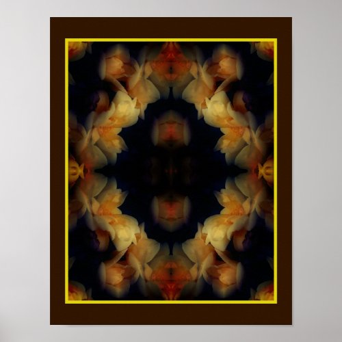 Yellow Rose Flowers Abstract Nature Poster