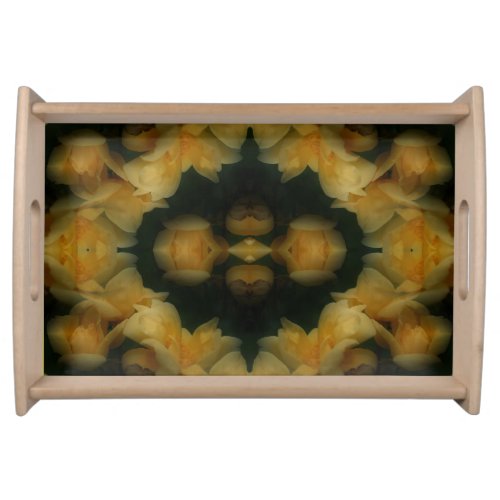 Yellow Rose Flowers Abstract Nature Serving Tray