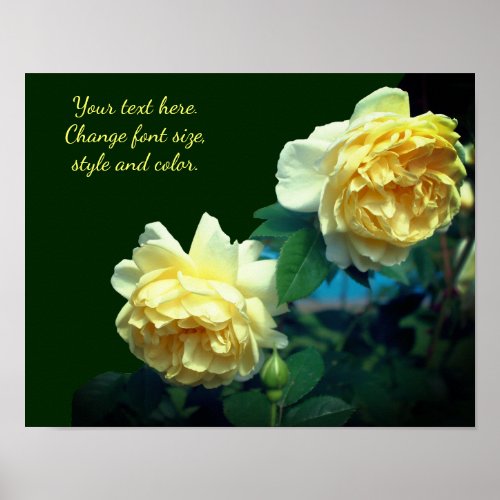 Yellow Rose Flowers Add Your Text Poster