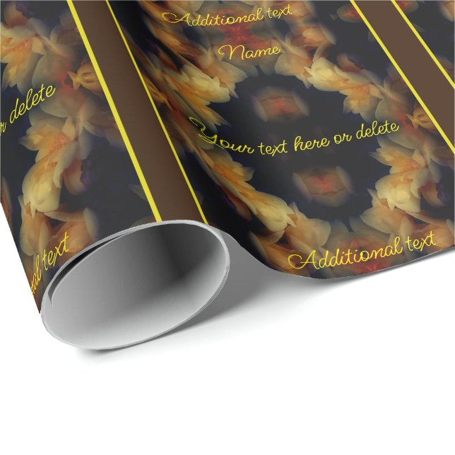 Yellow Rose Flowers Elegant Personalized Wrapping Paper (Roll Corner)