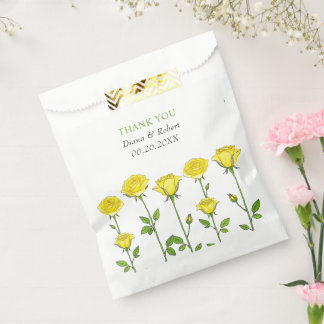 Yellow rose flowers floral Thank You wedding Favor Bag