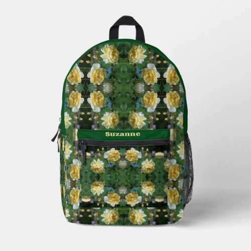 Yellow Rose Flowers Mirror Personalized Printed Backpack