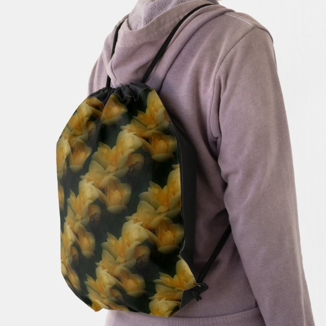 Yellow Rose Flowers Nature Art Pattern      Drawstring Bag (Insitu)