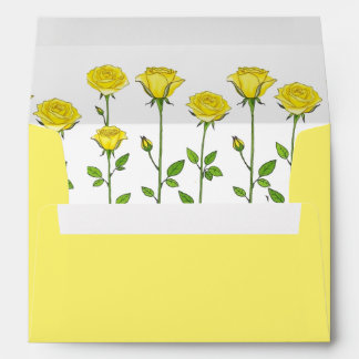 Yellow rose flowers romantic floral wedding envelope