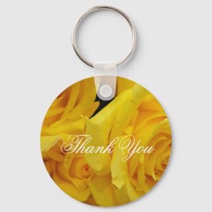 yellow rose flowers thank you card keychain