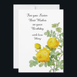 Yellow Rose For Sister Birthday Flat Card<br><div class="desc">This beautiful yellow rose birthday card was created for a sister. If you prefer another event you may personalize this template with your own words.</div>
