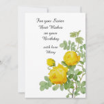 Yellow Rose For Sister Birthday Flat Card<br><div class="desc">This beautiful yellow rose birthday card was created for a sister. If you prefer another event you may personalize this template with your own words.</div>