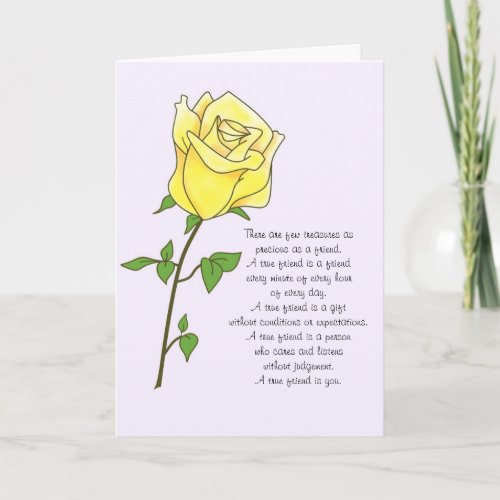 Yellow Rose Friend Birthday Card