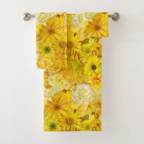 Yellow Rose Friendship Bouquet Gerbera Daisy Bath Towel Set