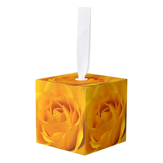 Yellow Rose Garden Flower Floral Cube Ornament