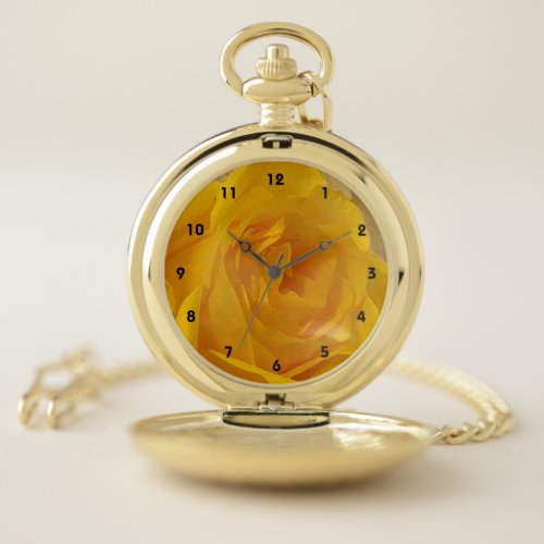 Yellow Rose Garden Flower Floral Pocket Watch