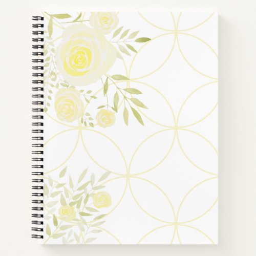 Yellow Rose Geometric Spiral Notebook