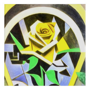 Yellow Rose Geometric Style With Art Deco 