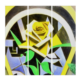 Yellow Rose Geometric Style With Art Deco