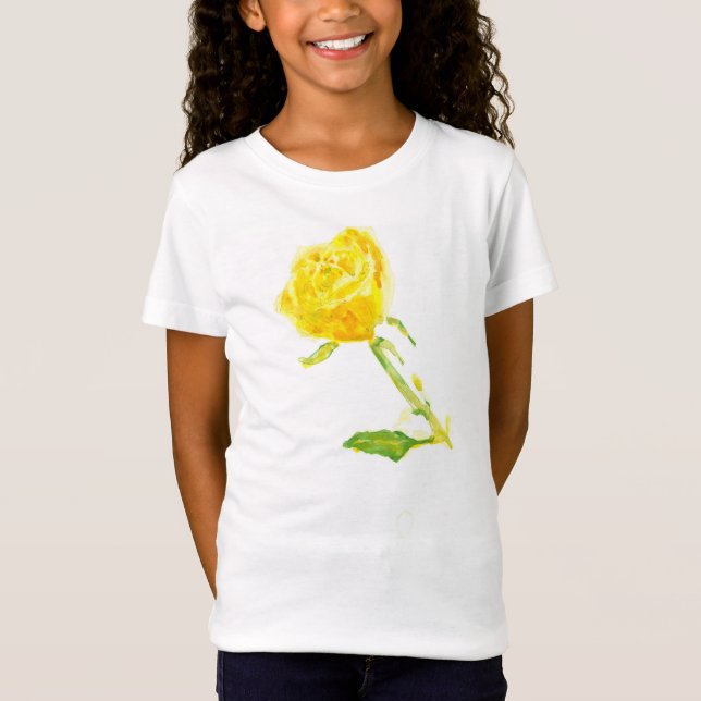 Yellow Rose. Girls' Bella Jersey T-Shirt, White T-Shirt (Front)