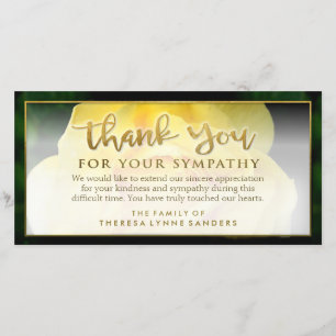 Yellow Rose Golden Thank You Sympathy Card