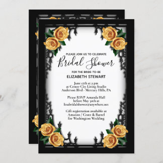Yellow Rose Gothic Bridal Shower  Invitation